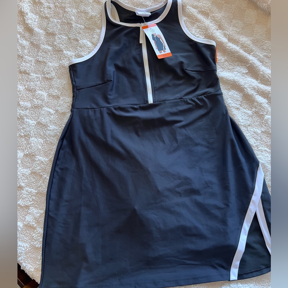 Sage Black and White Athletic Tank Dress
